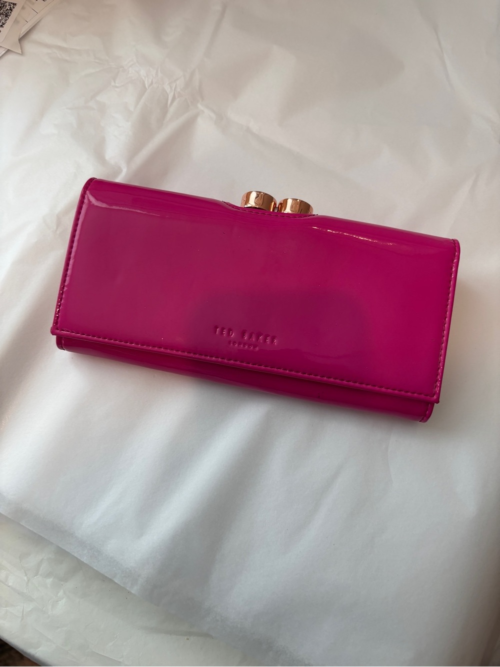 Ted Baker Hot Pink Patent Kiss-Lock Wallet
